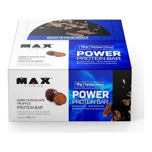Power Protein Bar Sabor Dark Chocolate Truffle Zero Açúcar (41g) - Max Titanium