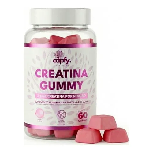 Creatina Gummy Zero Açúcar Sabor Chiclete 100% Pura 60 Gomas - Capfy Nutrition
