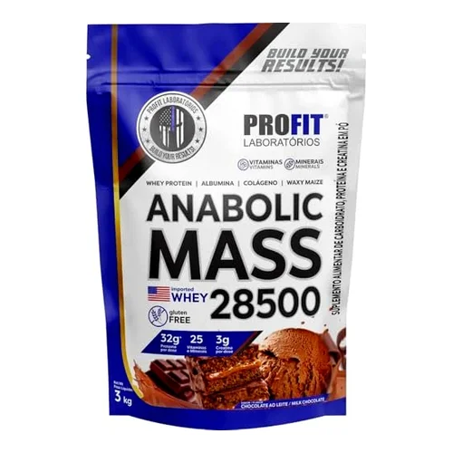 Suplemento Hipercalórico Anabolic Mass 28500 Profit 3kg Sabor Chocolate Ao Leite