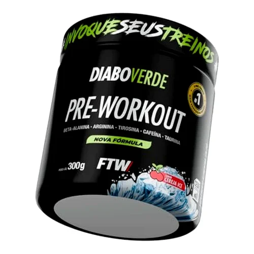 FTW Pré-Treino Diabo Verde em Pó com Cafeína, Aminoácidos Beta-Alanina e Arginina para Treinos e Atividades Físicas - FTW